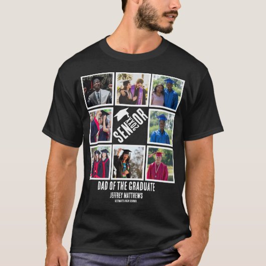 Aangepast pap van de senior afstuderen 8 fotocolla t-shirt (Voorkant)