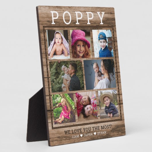 Aangepast pap We houden van je 8 Foto Collage Wood Fotoplaat (Zijkant)