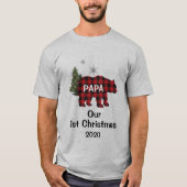 Aangepast Papa-Beer Onze eerste kersttwitje T-shirt (Voorkant)