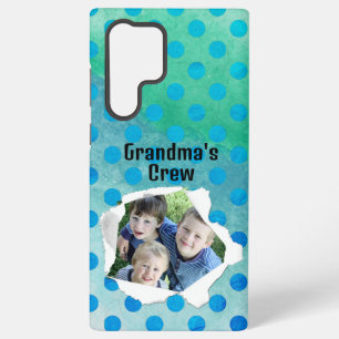 Aangepast papier gat foto blauwe stippen sjabloon samsung galaxy hoesje