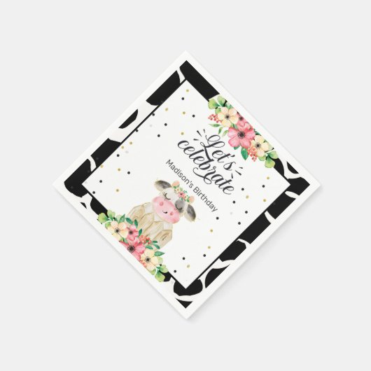 Aangepast papier voor Cute Boerderij Koe Servet (Hoek)