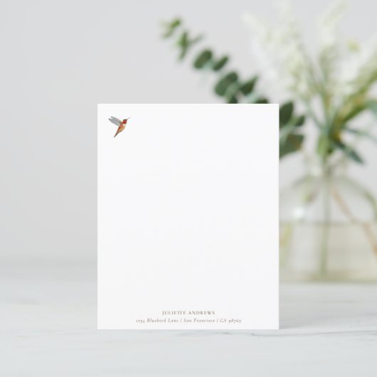 Aangepast papier voor Hummingbird Stationery (Staand voorkant)