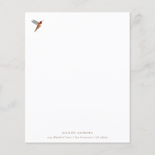 Aangepast papier voor Hummingbird Stationery (Voorkant)