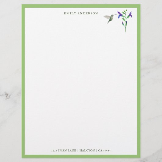 Aangepast papier voor Hummingbird Stationery (Voorkant)
