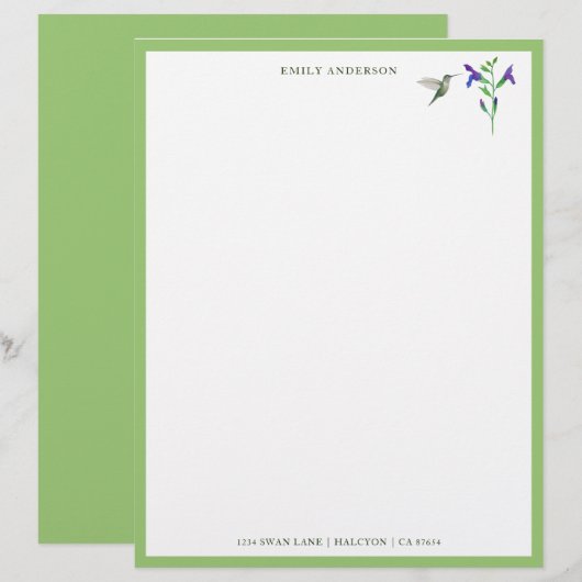 Aangepast papier voor Hummingbird Stationery (Voorkant / Achterkant)