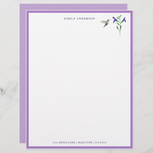 Aangepast papier voor Hummingbird Stationery (Voorkant / Achterkant)