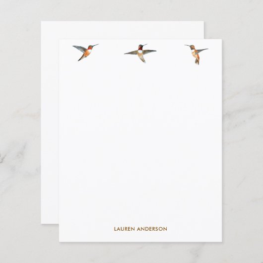 Aangepast papier voor Hummingbird Stationery (Voorkant / Achterkant)