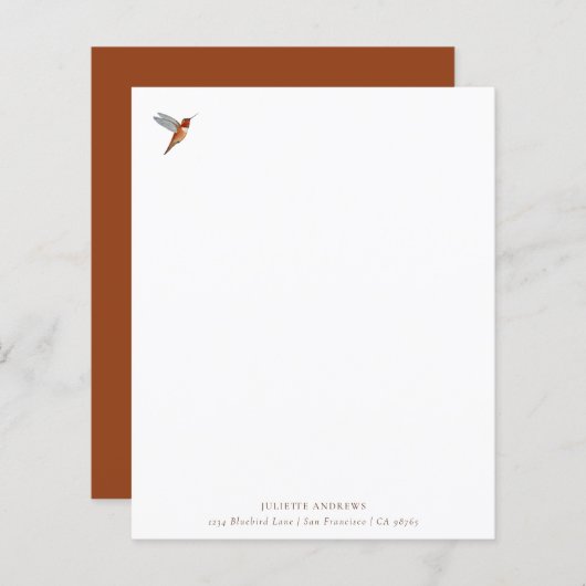 Aangepast papier voor Hummingbird Stationery (Voorkant / Achterkant)
