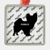Aangepast Papillon Dog Silhouette Metalen Ornament (Voorkant)