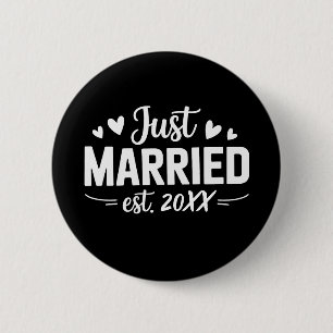 Aangepast Pas Getrouwd Est Trouwfeest Vrouw Man Ronde Button 5,7 Cm