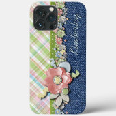 Aangepast pasta Floral Pset Tartan Patroon Case-Mate iPhone Case (Achterkant)