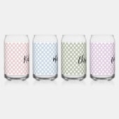 Aangepast pastel roze blauw groen paars geruit pat blikvorm glas (Rechts)