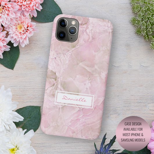 Aangepast pastel roze grijze marmer-patroon Case-Mate iPhone case