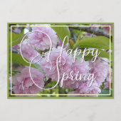 Aangepast pastel roze Happy Spring Stylish Floral Feestdagenkaart (Voorkant)