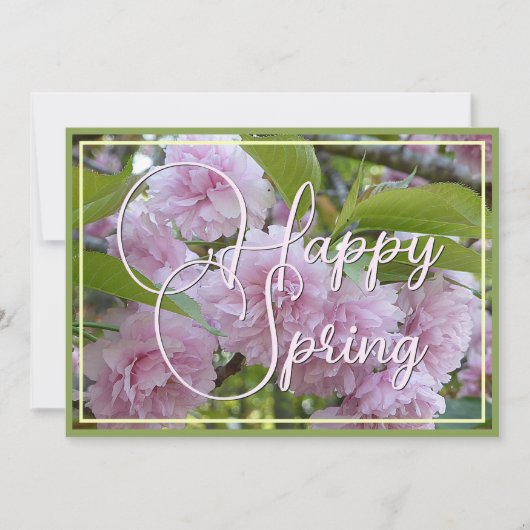 Aangepast pastel roze Happy Spring Stylish Floral Feestdagenkaart (Voorkant)