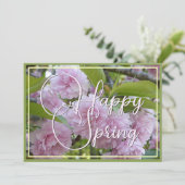 Aangepast pastel roze Happy Spring Stylish Floral Feestdagenkaart (Staand voorkant)