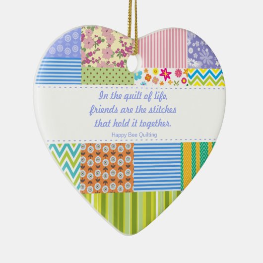 Aangepast patchwork Quilters keramisch Ornament (Rechts)