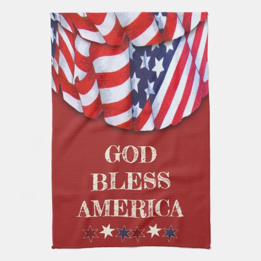 Aangepast patriottisch rood witte blauwe sterren d theedoek (Verticaal)