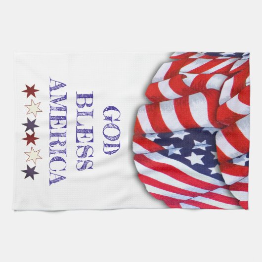Aangepast patriottisch rood witte blauwe sterren d theedoek (Horizontaal)