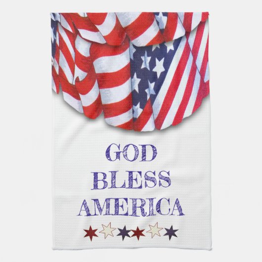 Aangepast patriottisch rood witte blauwe sterren d theedoek (Verticaal)