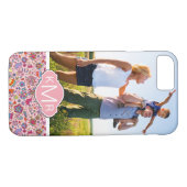 Aangepast patroon foto- en monogram-lentesbloemen Case-Mate iPhone case (Achterkant (Horizontaal))
