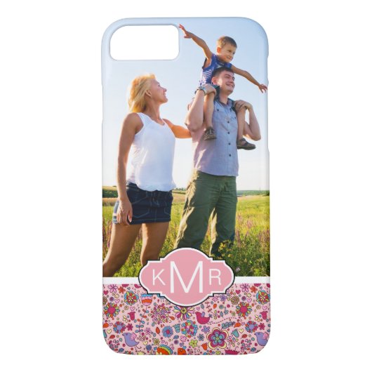 Aangepast patroon foto- en monogram-lentesbloemen Case-Mate iPhone case (Achterkant)
