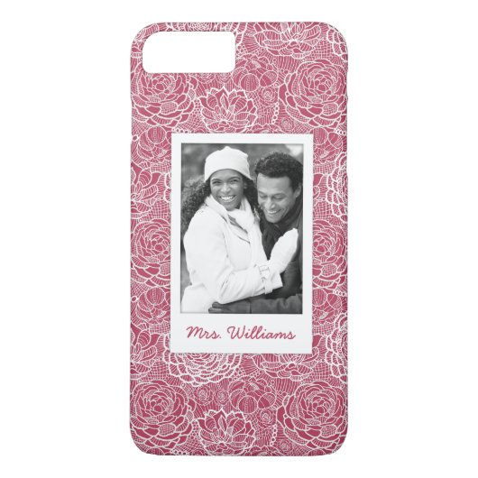 Aangepast patroon foto- en naamblauwe kant Case-Mate iPhone case (Achterkant)
