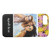 Aangepast patroon foto- en naambloemen Gerbera Case-Mate iPhone Case (Achterkant (Horizontaal))