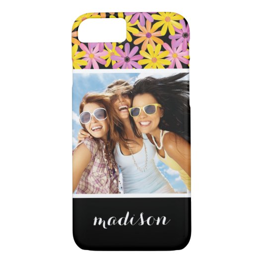 Aangepast patroon foto- en naambloemen Gerbera Case-Mate iPhone Case (Achterkant)