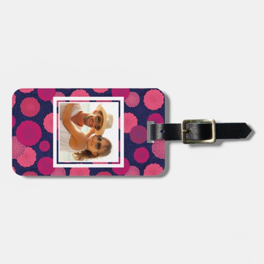 Aangepast patroon foto ronde bloemen bagagelabel (Voorkant horizontaal)