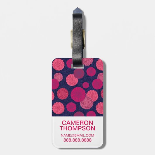 Aangepast patroon foto ronde bloemen bagagelabel (Achterkant verticaal)