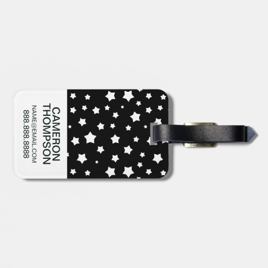 Aangepast patroon foto zwart-witte sterren bagagelabel (Achterkant horizontaal)