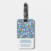 Aangepast patroon mariene symbolen bagagelabel (Achterkant verticaal)