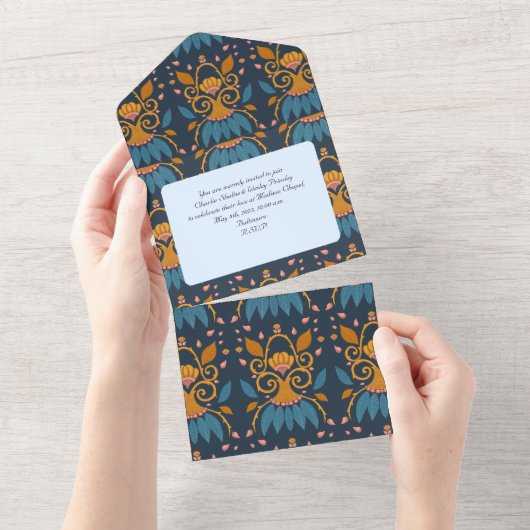 Aangepast  patroon Medieval stijl bruiloft All In One Uitnodiging (Afscheurbaar)