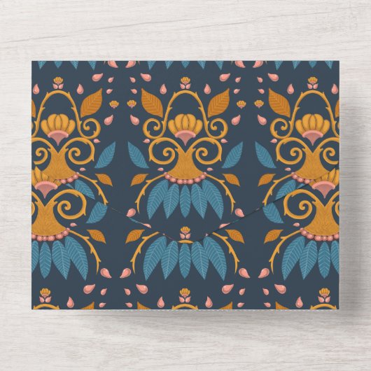 Aangepast  patroon Medieval stijl bruiloft All In One Uitnodiging (Achterkant)