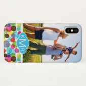 Aangepast patroon met foto- en monogram ronde bell Case-Mate iPhone case (Achterkant (horizontaal))
