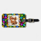 Aangepast patroon met kleurrijke Skulls foto's in  Bagagelabel (Voorkant horizontaal)