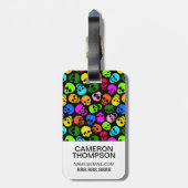 Aangepast patroon met kleurrijke Skulls foto's in  Bagagelabel (Achterkant verticaal)