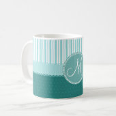 Aangepast patroon met monogram poodots met streepj koffiemok (Voorkant links)