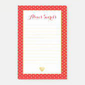 Aangepast patroon met rode gouden harten post-it® notes (Voorkant)