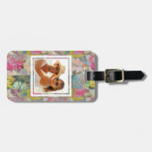 Aangepast patroon van florale grunge foto's bagagelabel (Voorkant horizontaal)