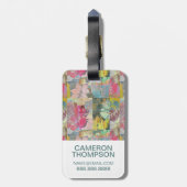 Aangepast patroon van florale grunge foto's bagagelabel (Achterkant verticaal)