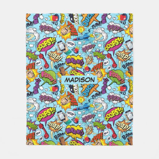 Aangepast patroon van tekststrips fleece deken (Voorkant)