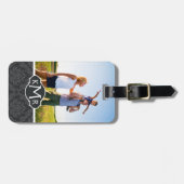 Aangepast patroon voor foto- en monogram Damask 6 Bagagelabel (Voorkant horizontaal)