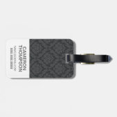 Aangepast patroon voor foto- en monogram Damask 6 Bagagelabel (Achterkant horizontaal)