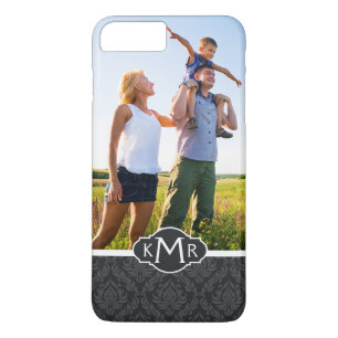 Aangepast patroon voor foto- en monogram Damask 6 Case-Mate iPhone Case