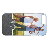 Aangepast patroon voor foto- en monogram Damask 6 Case-Mate iPhone Case (Achterkant (Horizontaal))