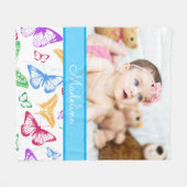 Aangepast patroon voor foto en naam vlinder fleece deken (Voorkant (Horizontaal))