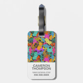 Aangepast patroon voor foto retro Animal Silhouett Bagagelabel (Achterkant verticaal)