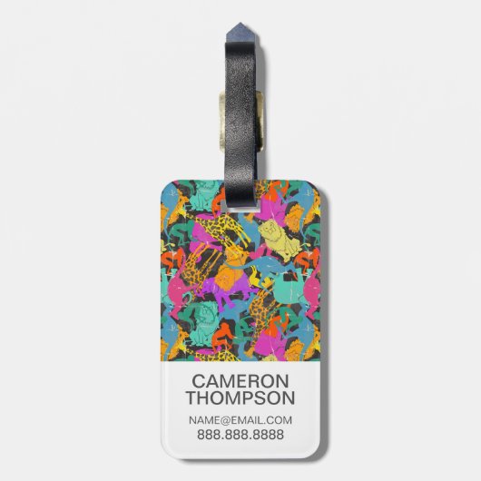 Aangepast patroon voor foto retro Animal Silhouett Bagagelabel (Achterkant verticaal)